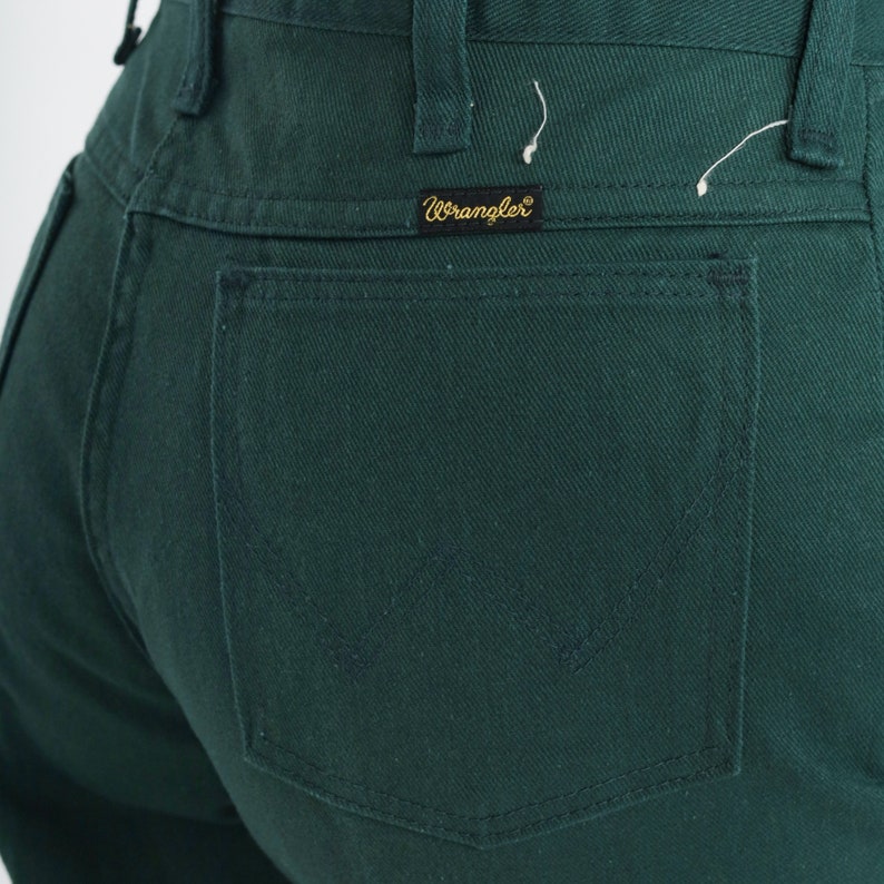 Jeans Wrangler vert forêt des années 80 pantalon bootcut taille haute taille rétro western basique streetwear uni boot cut des années 80 vintage petit S 29 x 32 image 5