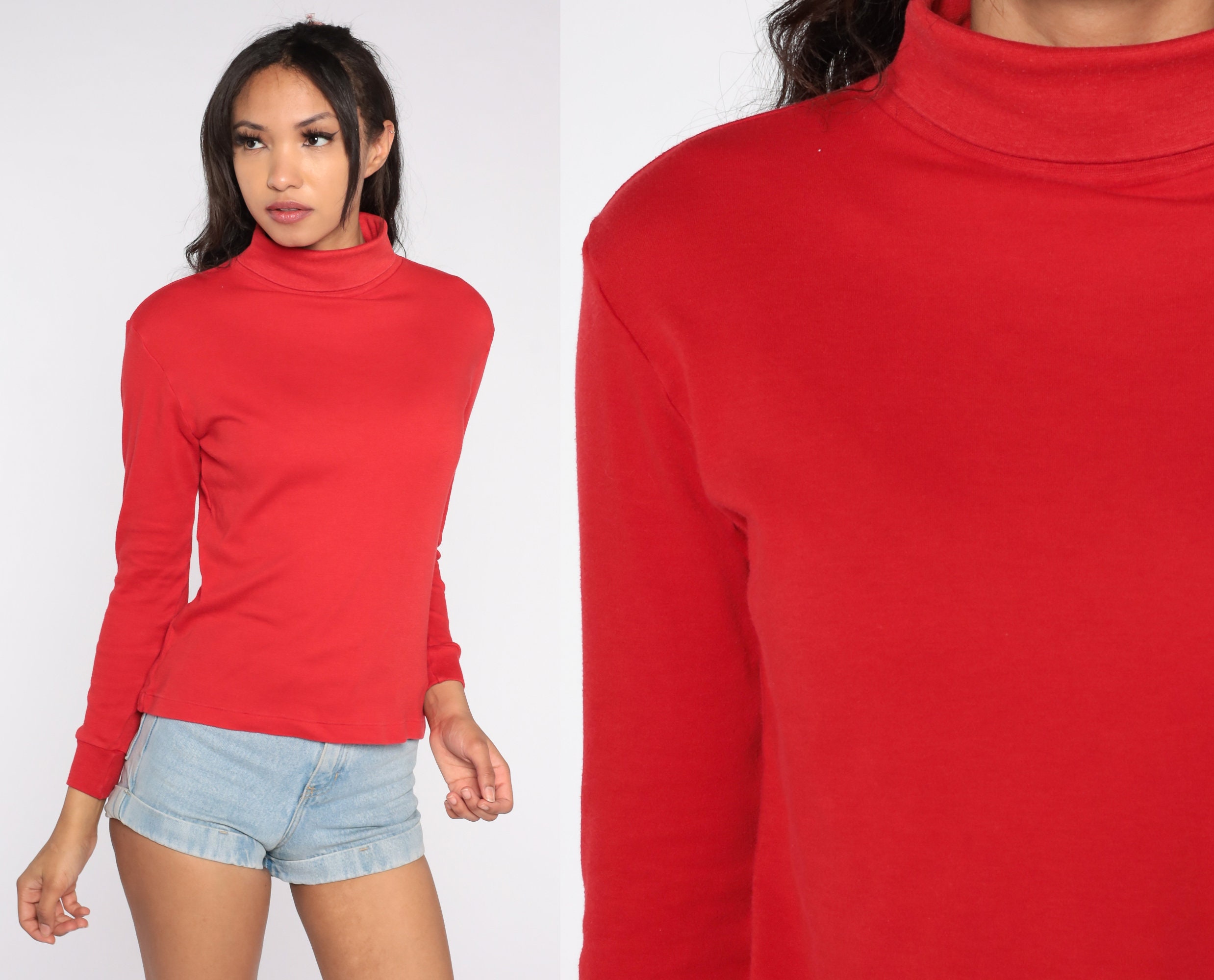 mens red turtleneck shirt