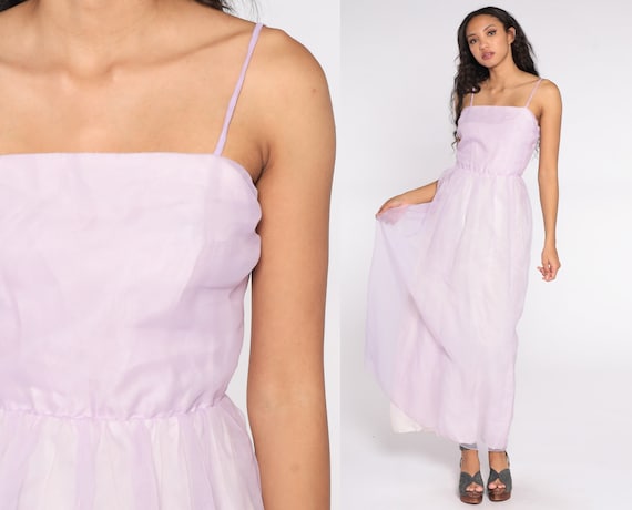 Lavender Chiffon Dress Princess Dress 1970s Maxi … - image 1