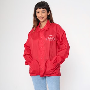 Vintage Delta Kappa Gamma Windbreaker 80s 90s Red Sorority Jacket Thin Snap Up Shell Jacket 1980s Raglan Sleeve Women&#39;s Large