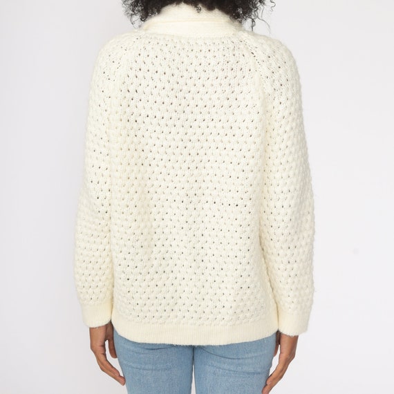 Cream Wrap Cardigan 70s Boho Sweater Slouchy Knit… - image 8