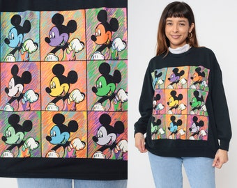 Mickey Mouse-sweater uit de jaren 90 zwarte Disney-trui geborduurd Disneyland grafisch shirt kawaii retro cartoon coltrui vintage jaren 90 groot