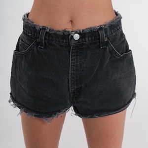 Vintage Black Levis Cutoffs 951 Denim Shorts 90s Levi Denim Cut Offs High Rise Jean Shorts Cut Off Retro Frayed 1990s Medium 29