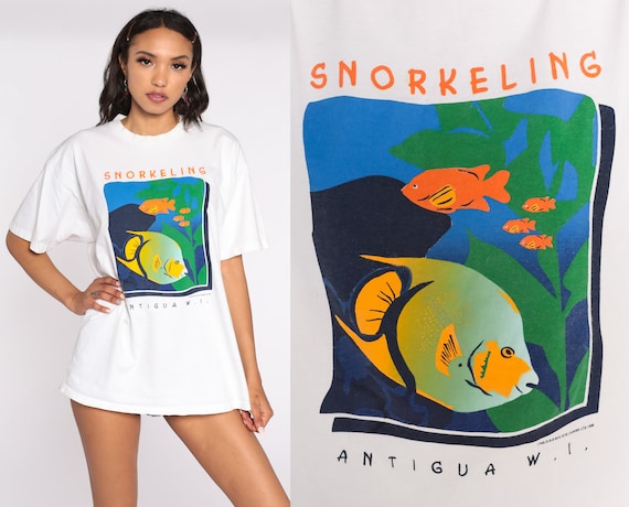 Vintage Antigua Shirt Tropical Fish Tshirt Single Stitch Shirt 90s