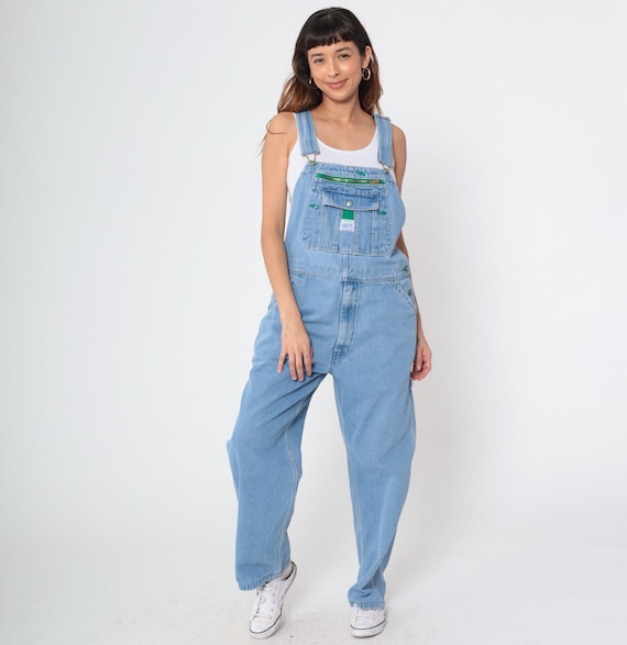 Liberty Jean Overalls 00s Denim Overall Pants Blue Coveralls Work Wear Baggy Dungarees Distressed Vintage Y2K Men's 36 30