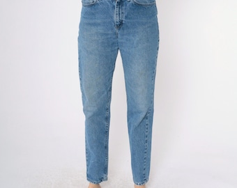 Vintage Lee Mom Jeans 28 jaren 90 hoge taille taps toelopende rechte pijpen jaren 90 hoog getailleerde denim broek blauwe hipster retro denim maat Small