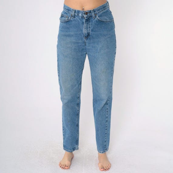 Vintage Lee Mom Jeans 28 90s High Waist Tapered Straight Leg 1990s High Waisted Denim Pants Blue Hipster Retro Denim Size Small