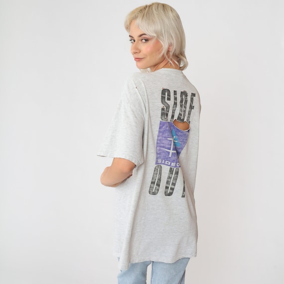 90s Sideout T-Shirt Beach Volleyball Retro Sports Graphic Tee Destroyed Ripped TShirt Athletic Distressed Vintage 1990s Extra Large xl