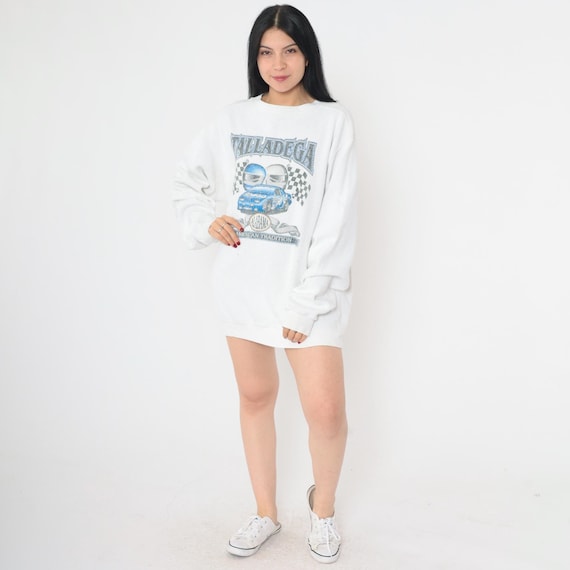 Vintage Talladega Racing Sweatshirt 90s Alabama Race Car Shirt Speed Racing Racetrack Graphic Shirt White 1990s Large L