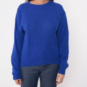 Royal Blue Angora Wool Sweater 90s Textured Swirl Knit Pullover Cozy Plain Vintage Knitwear Pierre Cardin Jumper 1990s Retro Basic Medium M image 8