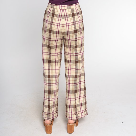 70s Plaid Pants Bell Bottom Trousers Retro Wide L… - image 6