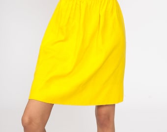 Bright Yellow Skirt Mini Skirt 60s Skirt High Waisted 70s Preppy Vintage 1960s Extra Small xs