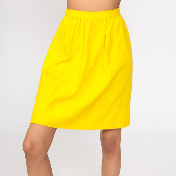 Bright Yellow Skirt Mini Skirt 60s Skirt High Waisted 70s Preppy Vintage 1960s Extra Small xs