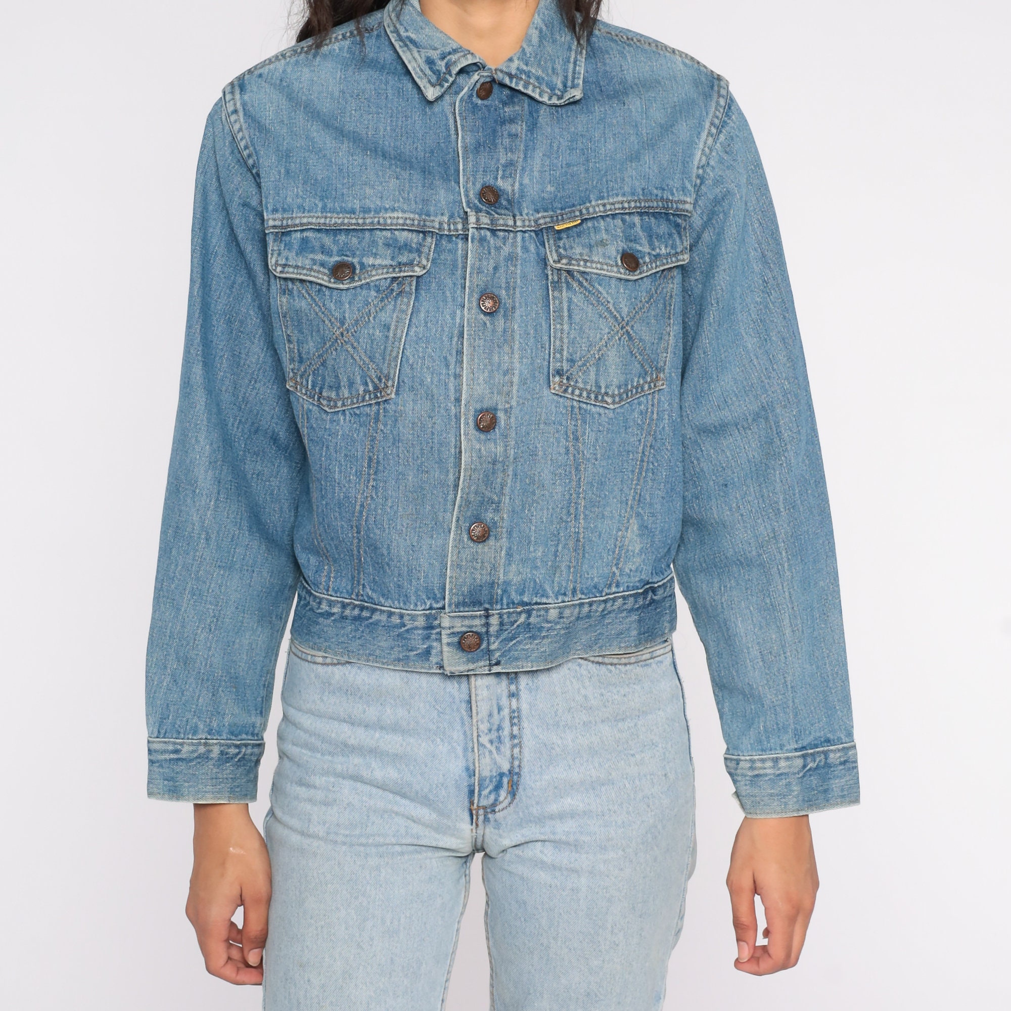 80s Denim Jacket Big Yank Jean Jacket Button Up Trucker Coat Retro