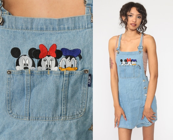 Disney Jean Dress MICKEY MOUSE Overall Dress Vinta