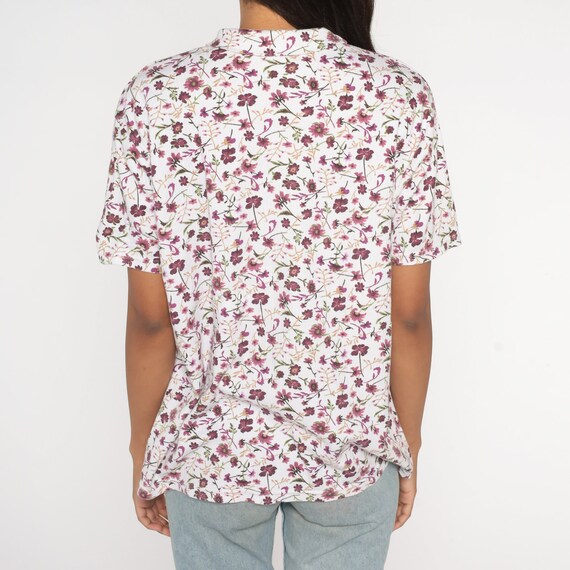 Floral T Shirt 90s Floral Tee White Purple Graphi… - image 7