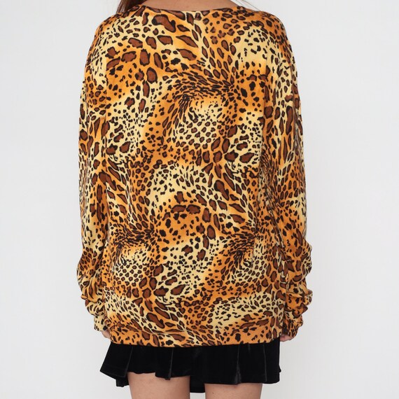 Cheetah Print Sweater Top Y2K Knit Shirt Long sle… - image 6