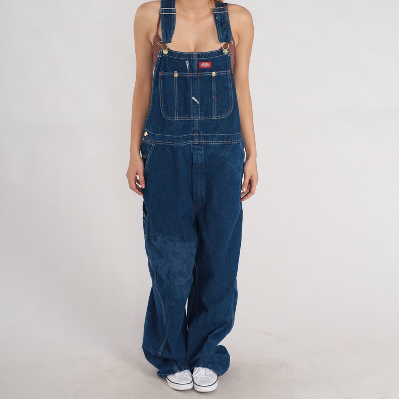 Men's Dickies Overalls 00s Dark Blue Denim Bib Overall Etsy