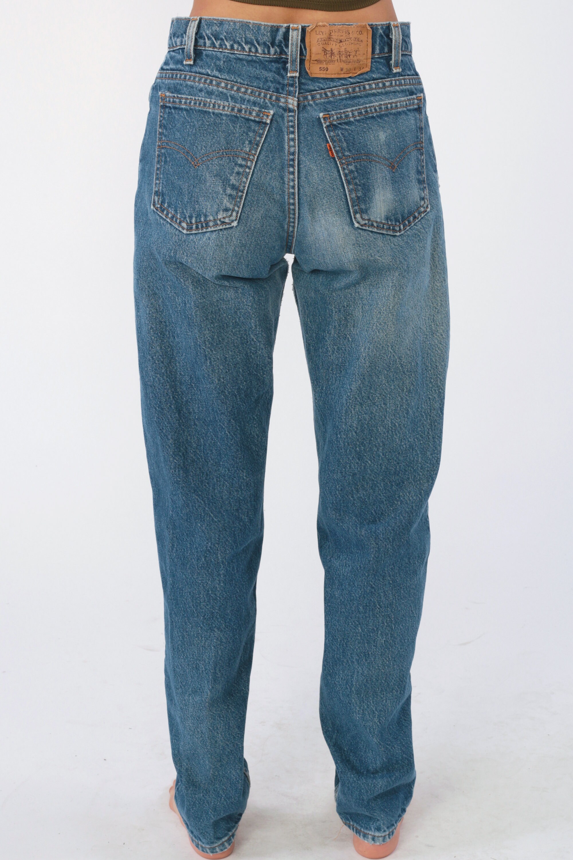 Levis 550 Jeans 29 x 33 -- Levi Mom Jeans 90s Blue Denim USA Slim Jeans High Waist Denim Pants