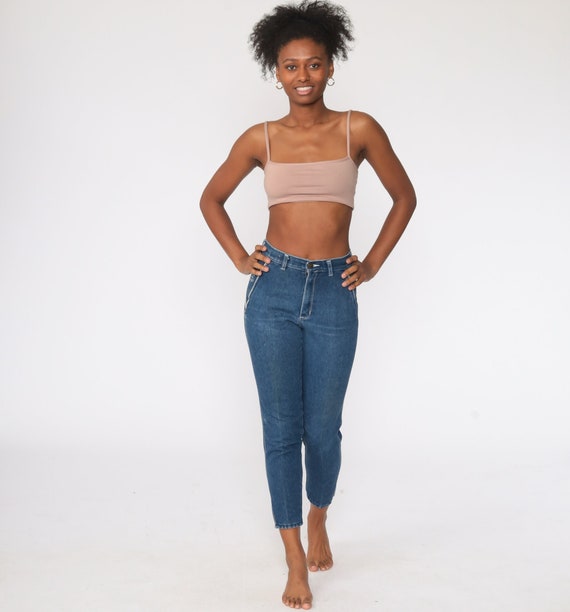 Skinny Mom Jeans 80s Jeans Jeanjer Jeans High Waist Jeans 1980s High Waisted Denim Pants Vintage Blue Small 4 27