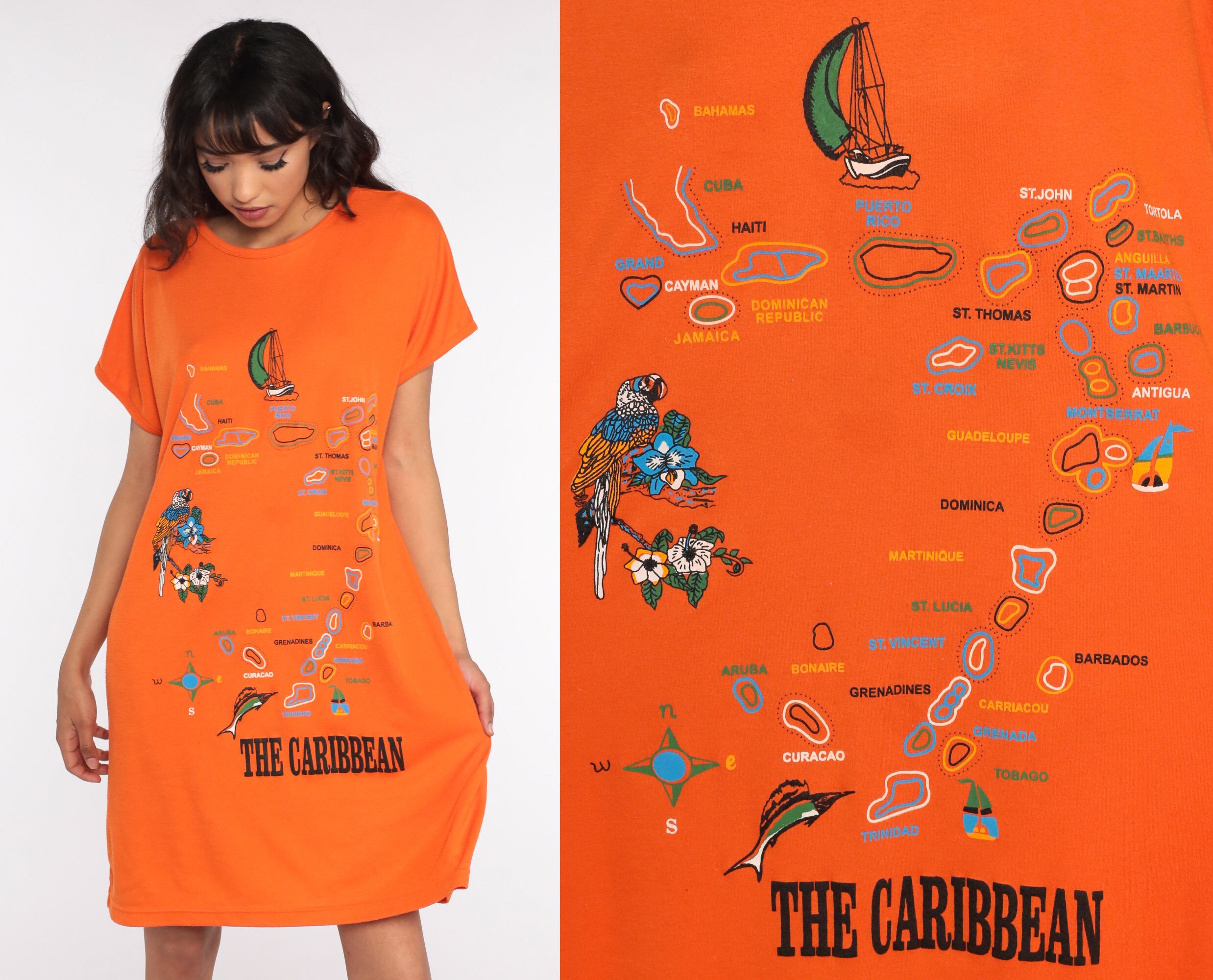 The Caribbean TShirt Dress Vintage ...