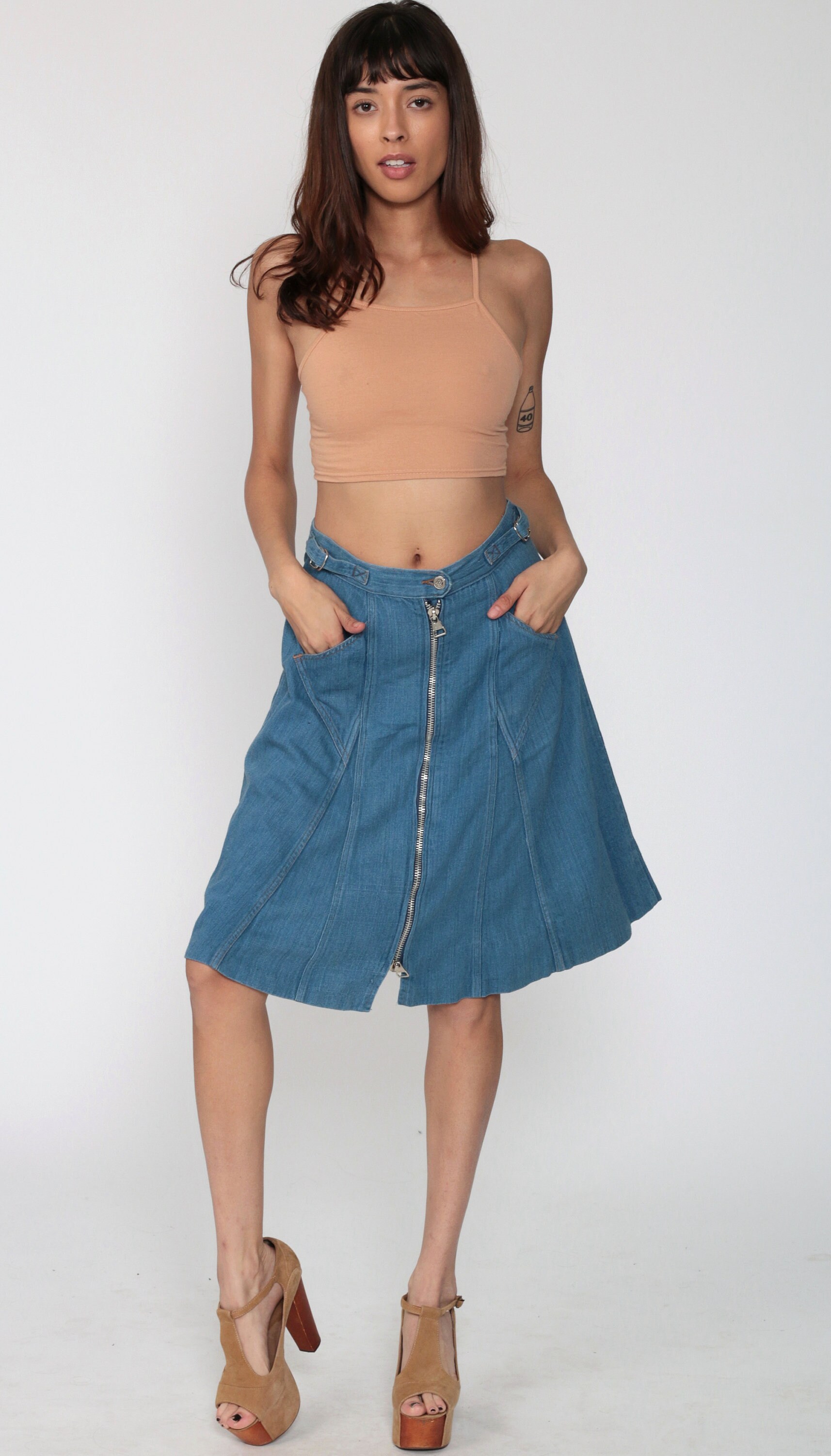 vintage style denim skirt