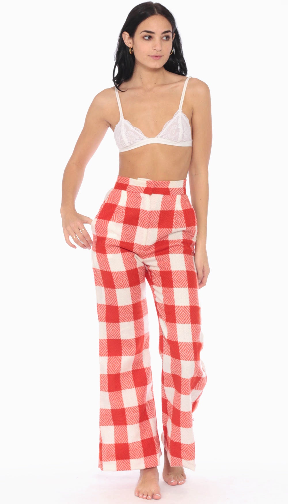 red plaid bell bottoms