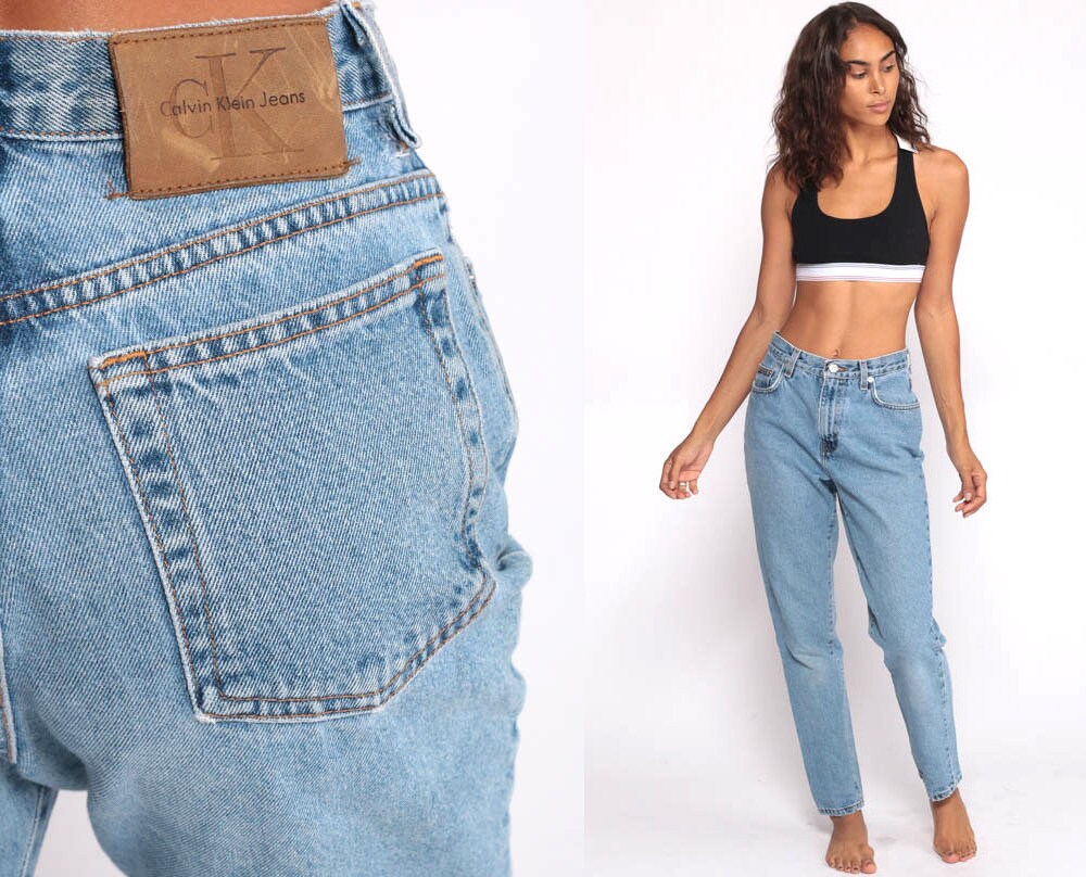 Calvin Klein Mom Jeans Blue Slim Relaxed Fit Jeans CK 90s Denim Pants ...