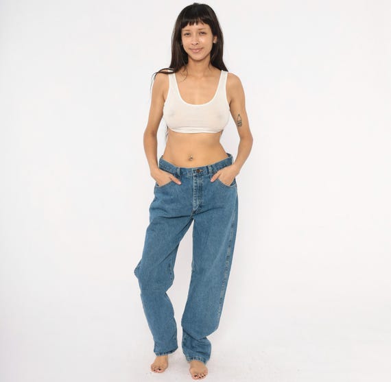 Rustler Straight Leg Jeans 2000s Medium Wash Denim Cotton Blue Classic Fit Relaxed Dad Casual Everyday Western Work Pants Trousers Large L