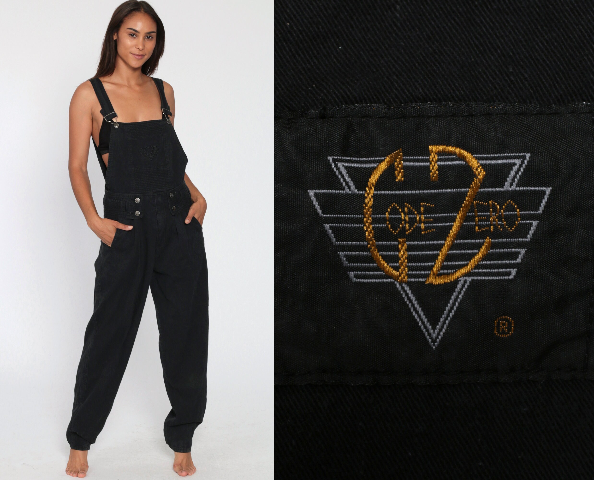womens black baggy dungarees