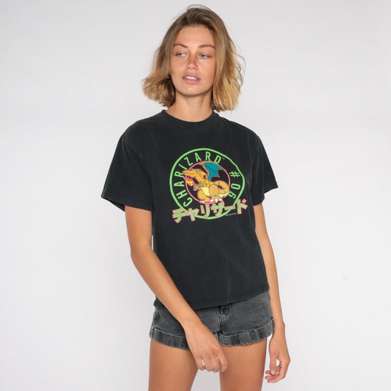 Vintage Pokemon Shirt CHARIZARD Tee y2k Anime TShirt Nintendo Cartoon Graphic Retro Japanese 00s Nostalgia T Shirt Short Sleeve Medium M