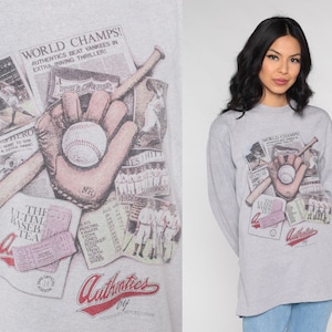 90s Baseball T Shirt Northern Reflections Long sleeve Tshirt Sport Tshirt Grey Tshirt 1990s Graphic Tee Vintage Streetwear Crewneck Large