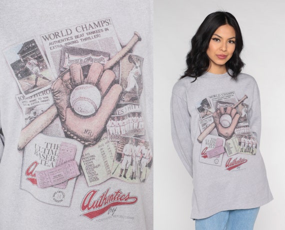 90s Baseball T Shirt Northern Reflections Long sleeve Tshirt Sport Tshirt Grey Tshirt 1990s Graphic Tee Vintage Streetwear Crewneck Large