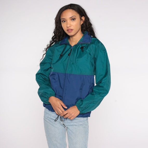 90s Colorblock Windbreaker Jacket Blue 