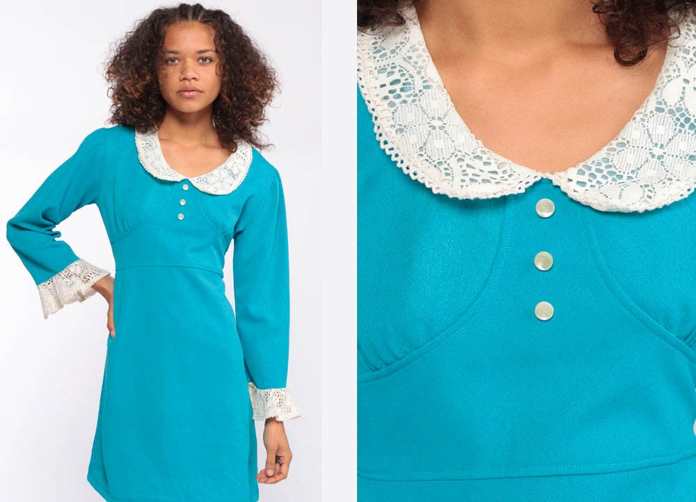 Collared Babydoll Dress 70s Mod Mini Peter Pan Dress Collar - Etsy