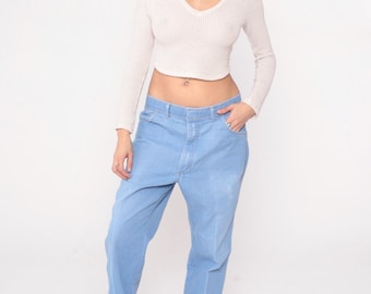 90s Wrangler Jeans Light Blue Straight Leg Cotton Denim Vintage Mens Light Wash Classic Fit Casual Work Western Cowboy Rodeo Pants 38 x 29