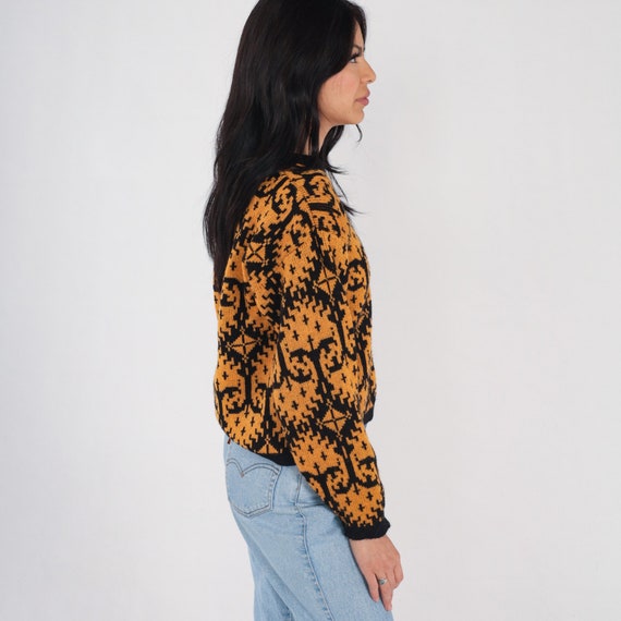 Gitano Sweater 80s Yellow Geometric Pullover Knit… - image 5