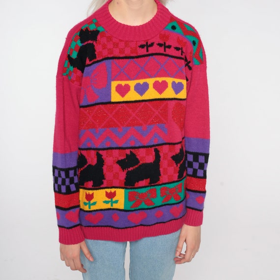 Scottie Dog Sweater 80s Kawaii Grandma Sweater Pink K… Gem