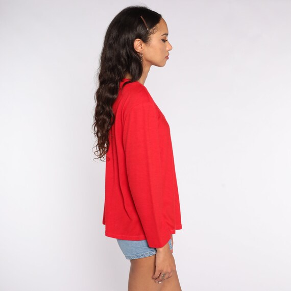 70s Red Shirt Trapeze Shirt 70s Blouse Tent Top B… - image 4