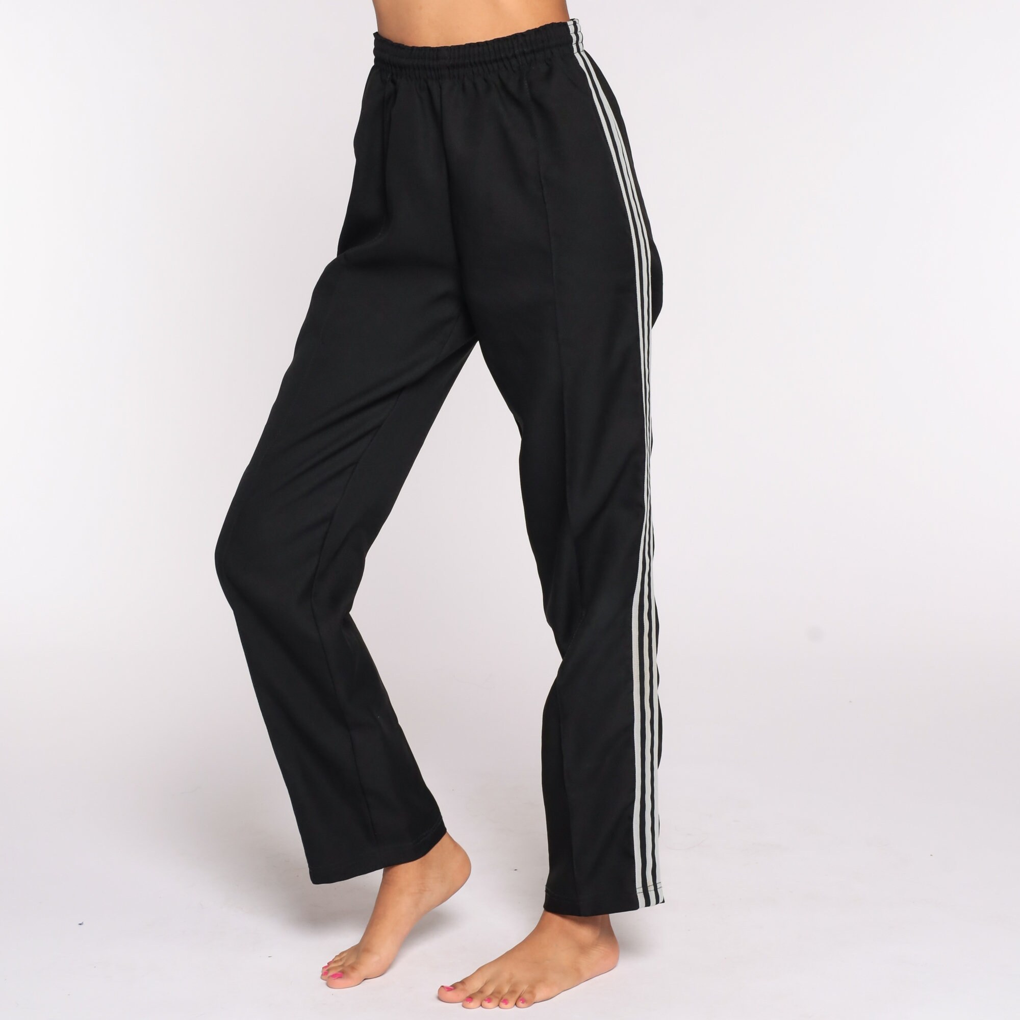 Black Track Pants 80s Old School Jogging Black Joggers Striped Track ...