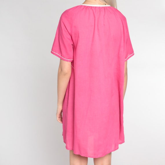 Pink Nightie 80s Pajama Dress Floral Bird Embroid… - image 8