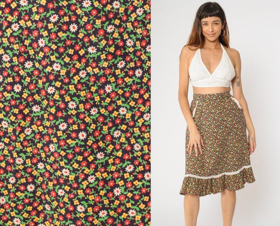 High waisted midi skirt 1970 hot sale