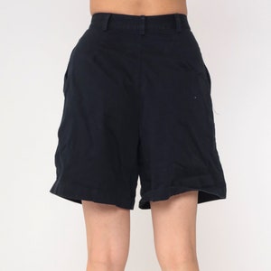 Vintage Ralph Lauren Shorts 90s Navy Blue Shorts Preppy High Waist Trouser Shorts Bermuda Cotton Pocket Retro 1990s Polo Shorts Medium image 7