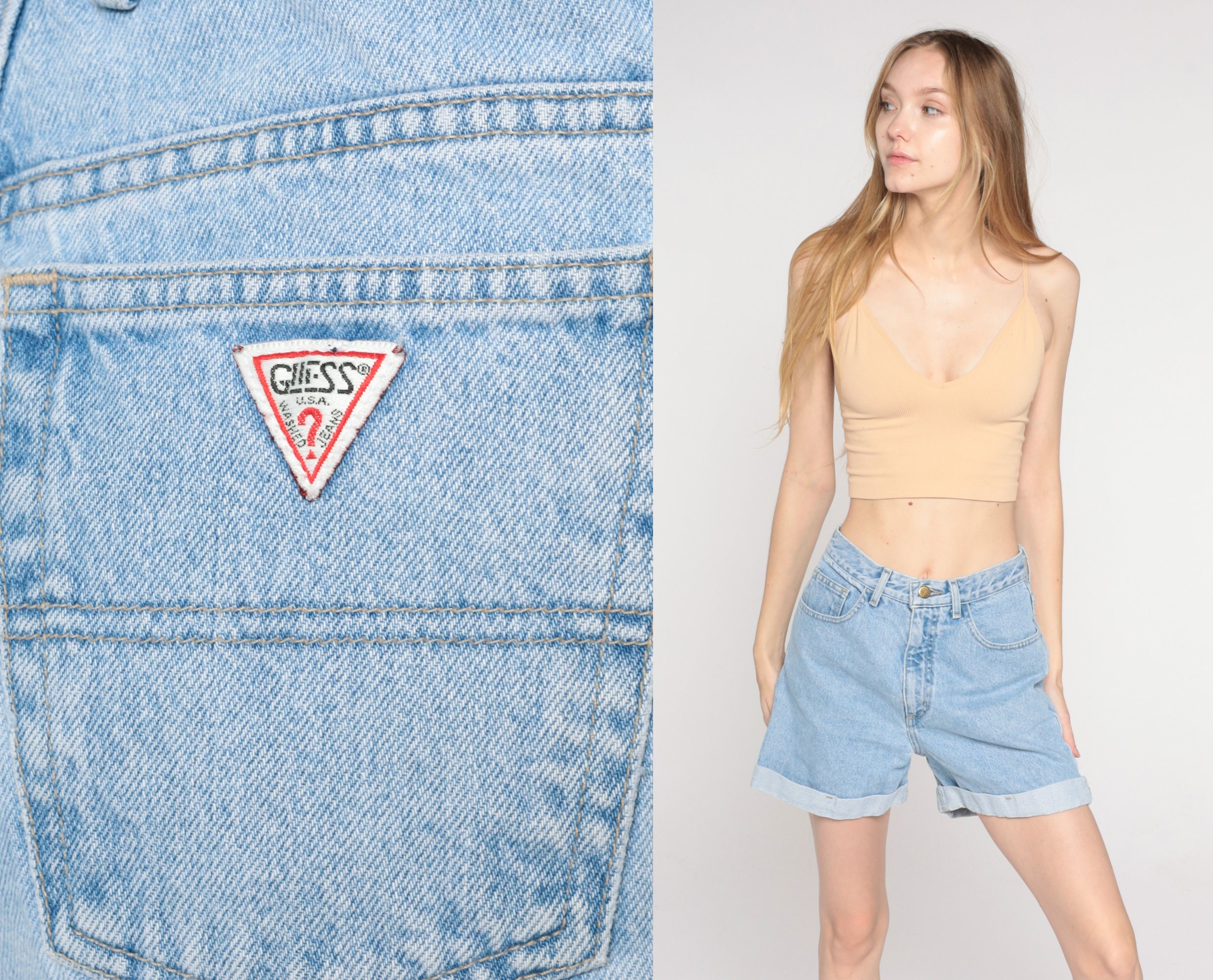 Guess Jean Shorts 90s Cuffed Denim Shorts Retro High Waisted Mom Shorts
