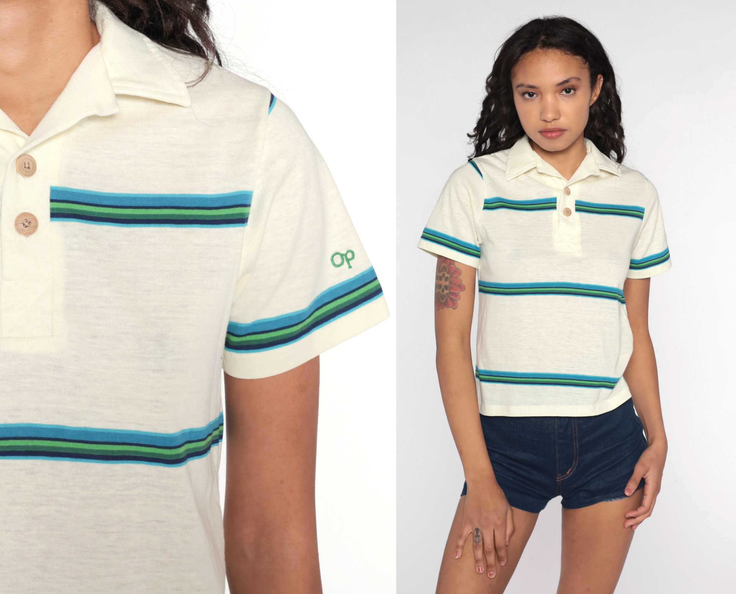 Ocean Pacific Shirt 70s Striped Shirt Button up Shirt Cream - Etsy