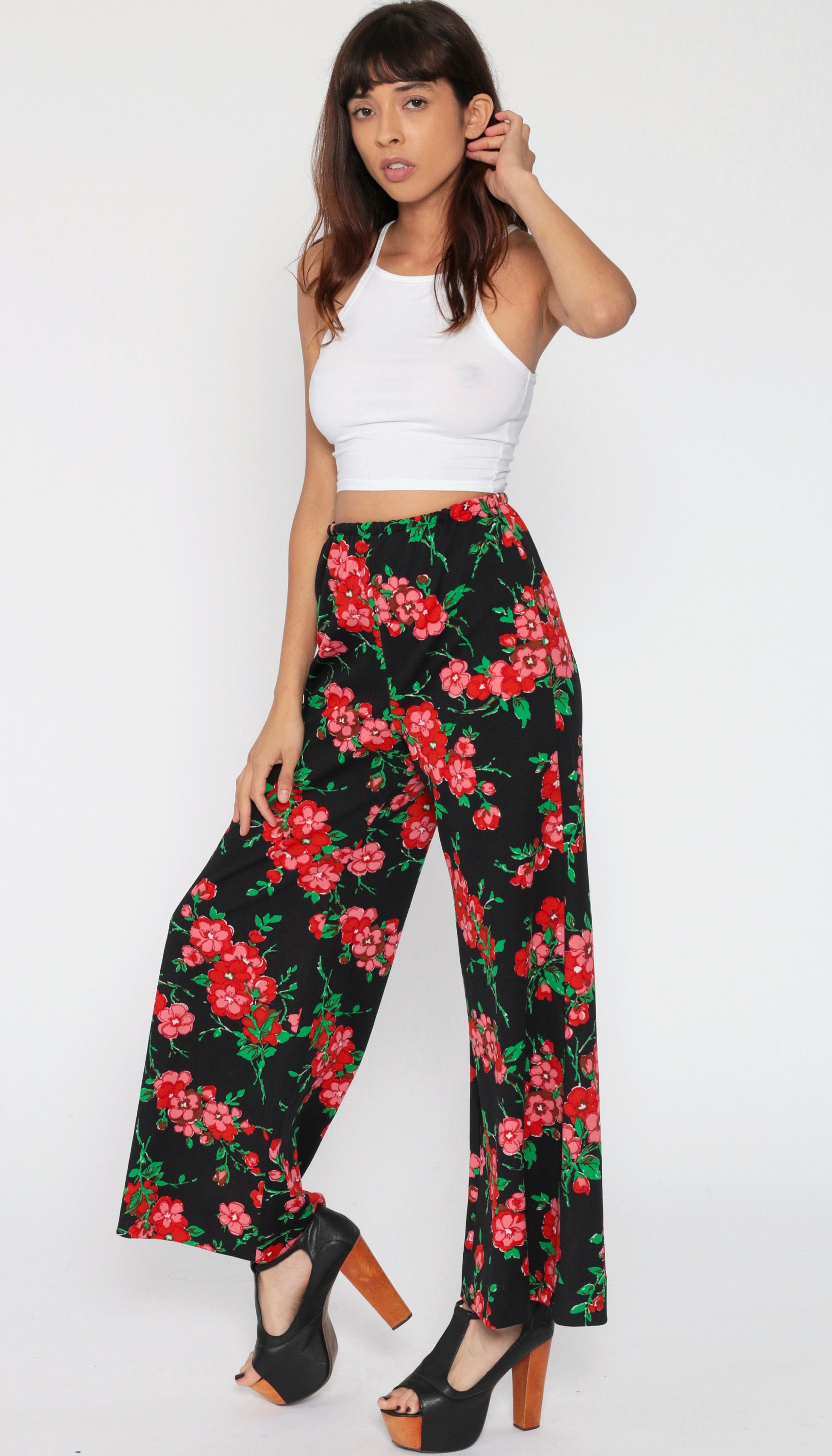 floral bell bottom pants