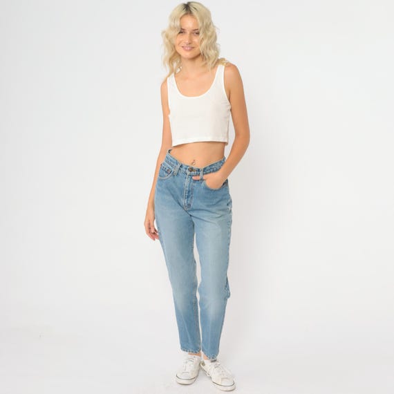 Light Blue Jeans 90s Jordache High Waisted Mom Jeans Straight Leg Vintage 1990s Cotton Denim Pants Small S 26