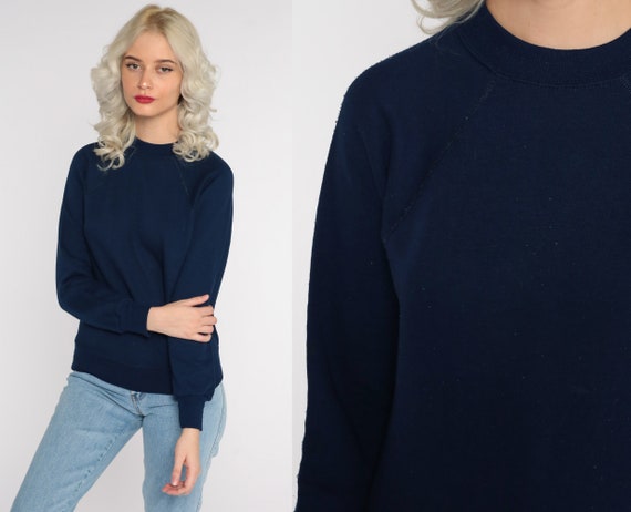 80s Sweatshirt Navy Blue Crewneck 