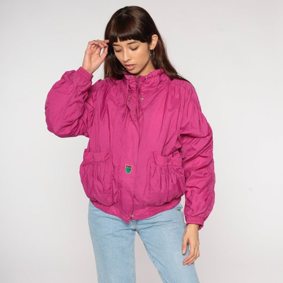 Hot Pink Windbreaker 90s Gitano Zip Up Jacket Retro Bright Streetwear Warm Up Sports Activewear Sportswear Streetwear Vintage 1990s Medium M