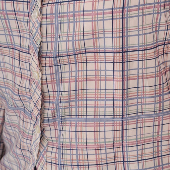 80s Plaid Blouse Pastel Button Up Shirt Checkered… - image 7